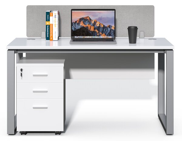 Kancelářský stůl s kontejnerem Houseland Prime Max 01 140 cm bílý