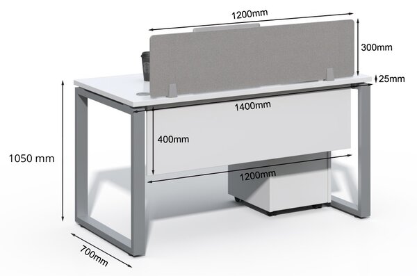 Kancelářský stůl s kontejnerem Houseland Prime Max 01 140 cm bílý