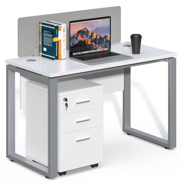 Kancelářský stůl s kontejnerem Houseland Prime Max 01 120 cm bílý
