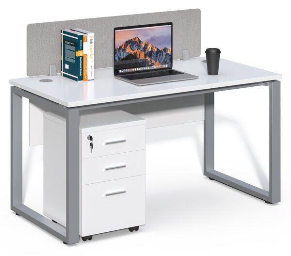 Kancelářský stůl s kontejnerem Houseland Prime Max 01 140 cm bílý