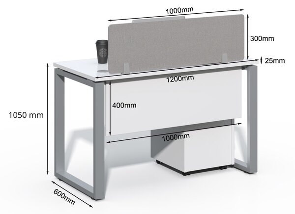 Kancelářský stůl s kontejnerem Houseland Prime Max 01 120 cm bílý
