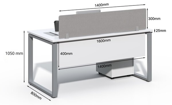 Kancelářský stůl s kontejnerem Houseland Prime Max 01 160 cm bílý