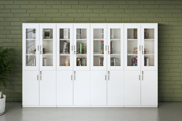 Vysoká kancelářská skříň Houseland Prime Neo 04 80 cm bílá