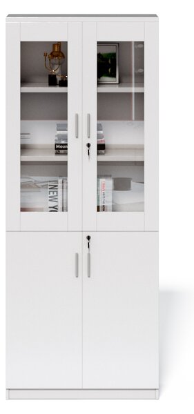 Vysoká kancelářská skříň Houseland Prime Neo 02 80 cm bílá