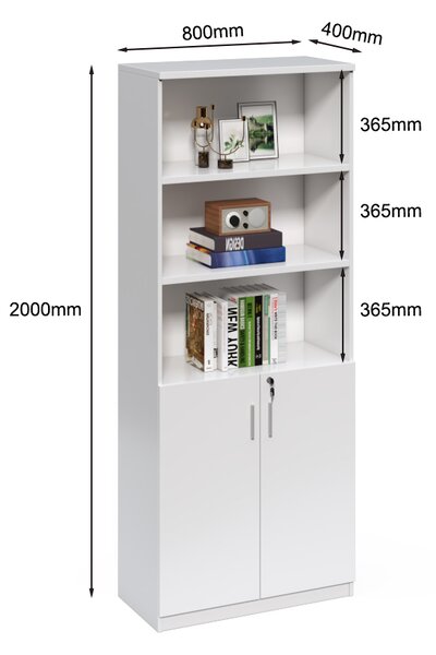 Vysoká kancelářská skříň Houseland Prime Neo 01 80 cm bílá
