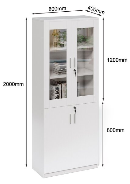 Vysoká kancelářská skříň Houseland Prime Neo 02 80 cm bílá