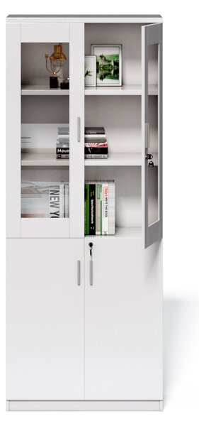 Vysoká kancelářská skříň Houseland Prime Neo 02 80 cm bílá