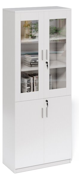 Vysoká kancelářská skříň Houseland Prime Neo 02 80 cm bílá