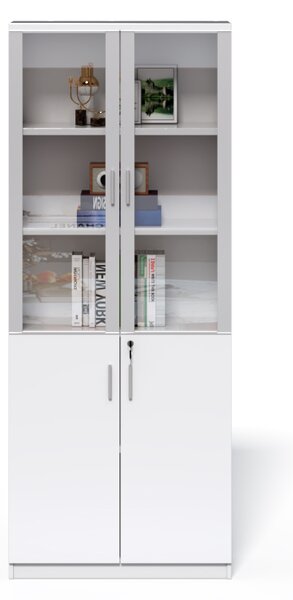 Vysoká kancelářská skříň Houseland Prime Neo 04 80 cm bílá