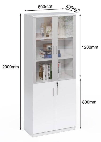 Vysoká kancelářská skříň Houseland Prime Neo 04 80 cm bílá
