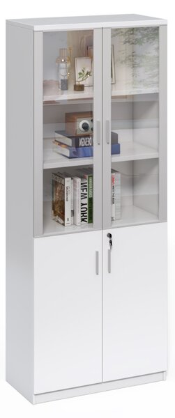 Vysoká kancelářská skříň Houseland Prime Neo 04 80 cm bílá
