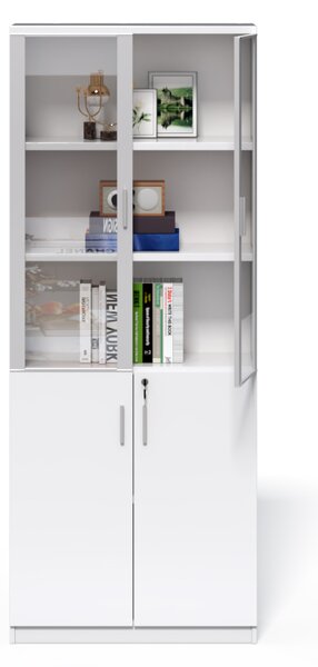 Vysoká kancelářská skříň Houseland Prime Neo 04 80 cm bílá