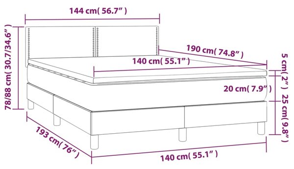 Box spring postel s matrací modrá 140x190 cm textil 3139975
