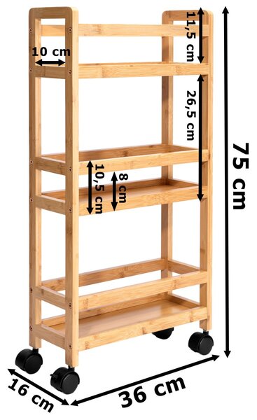 TZB Bambusový pojízdný regál Inaki natural