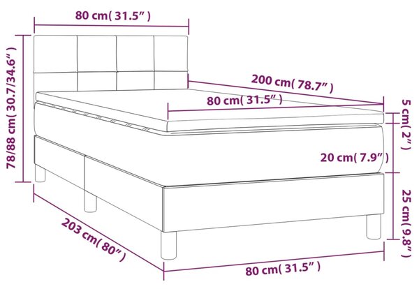Box spring postel s matrací světle šedá 80 x 200 cm samet 3141269