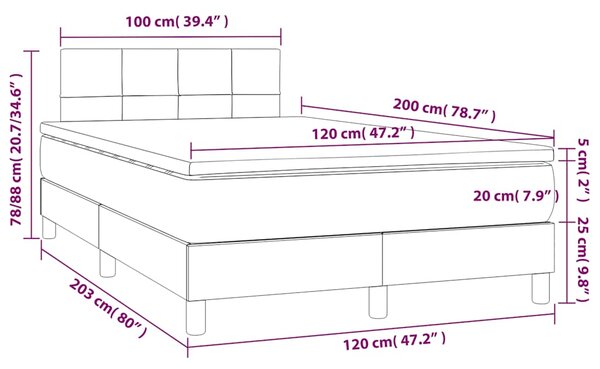 Box spring postel s matrací krémová 120x200 cm textil 3140046