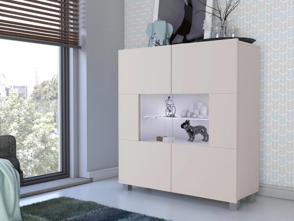 Vitrína Bralani BR01, Barva: černá / černá lesk, Osvětlení: osvětlení LED - bílé 5902928149104