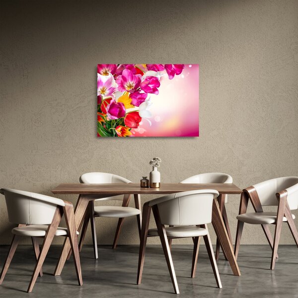 Skleněný obraz tulipánů (70x50 cm)