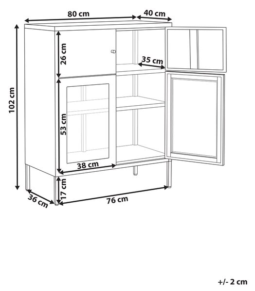Prosklená komoda ESHOLT Kov 80 cm Černá
