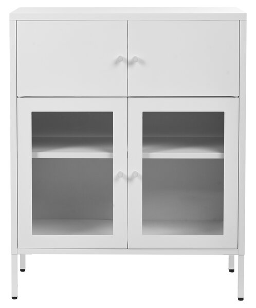 Prosklená komoda ESHOLT Kov 80 cm Bílá