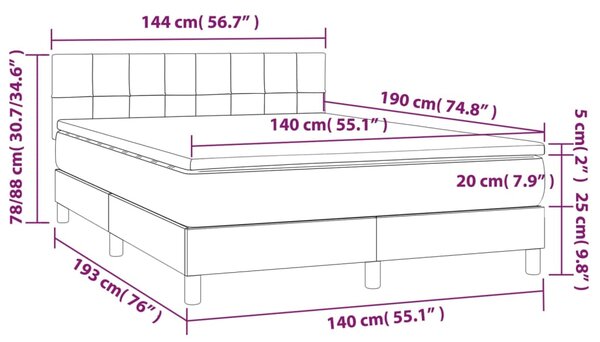 Box spring postel s matrací tmavě hnědá 140x190 cm textil 3140052