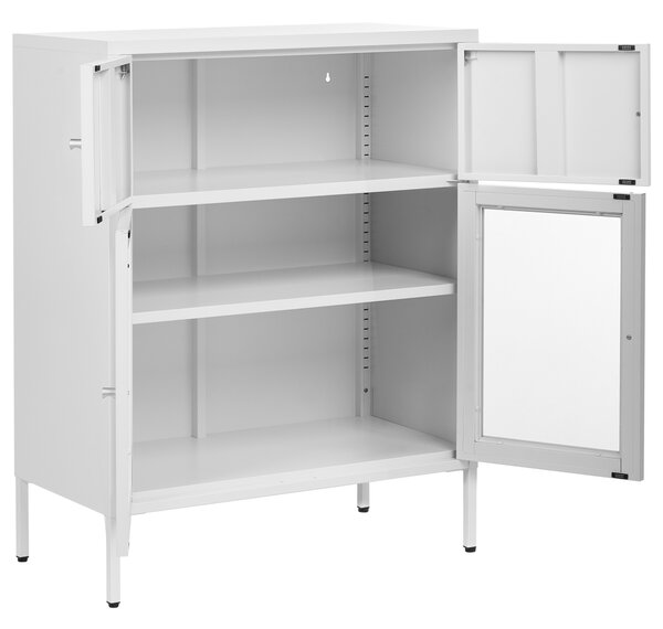 Prosklená komoda ESHOLT Kov 80 cm Bílá