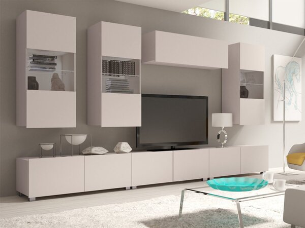 Obývací stěna Bralani XI, Barva: černá / černá lesk, Osvětlení: osvětlení LED - bílé 5902928148930