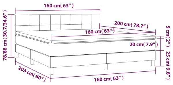 Box spring postel s matrací tmavě šedá 160x200 cm samet 3141312