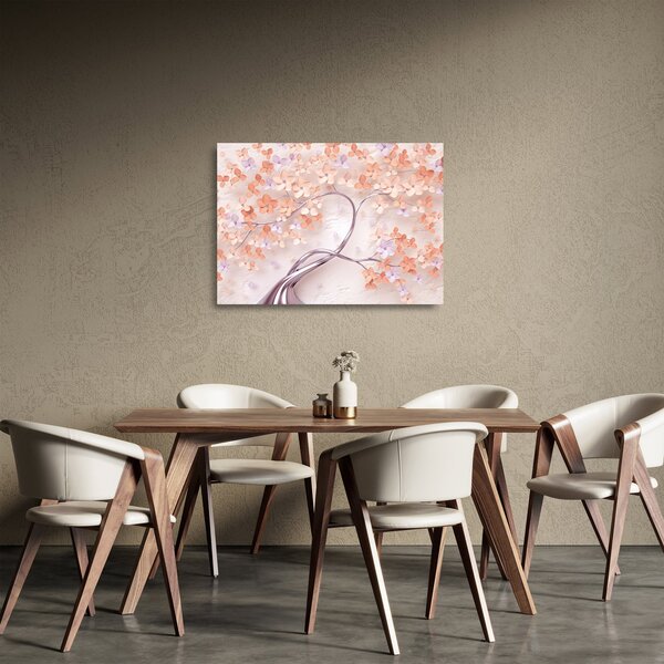 Skleněný obraz korálových květů stromu - abstrakt (70x50 cm)