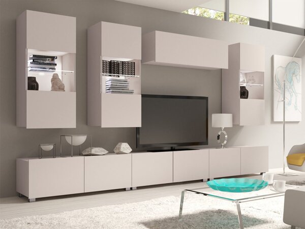Obývací stěna Bralani XI, Barva: černá / černá lesk, Osvětlení: osvětlení LED - bílé 5902928148930