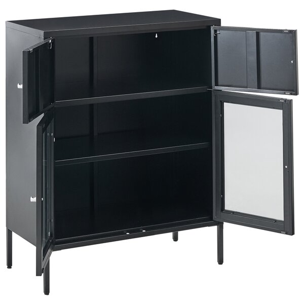 Prosklená komoda ESHOLT Kov 80 cm Černá