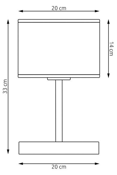 Stolní lampa LUX LN1 – celočerná, textilní stínidlo, 1× E27, šířka 20 cm