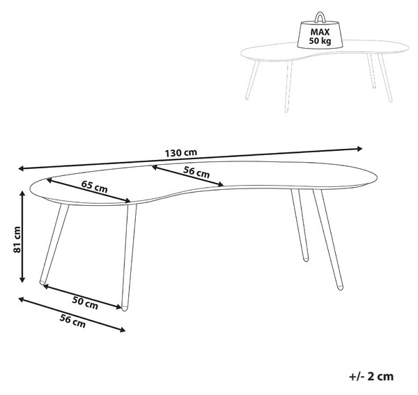 Zahradní konferenční stolek PARORI 65 cm 130 cm Kov Béžová