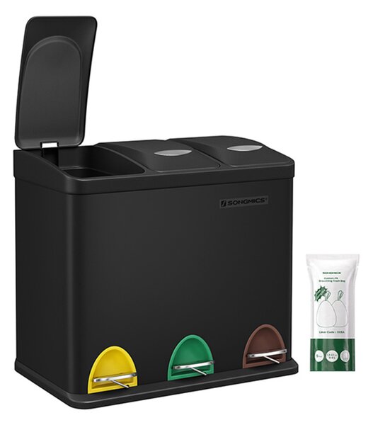 Koš na třídění odpadu SORT 24l (3x8l), černá SongmicsHome