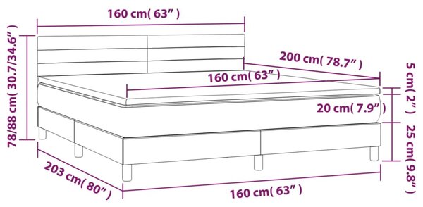 Box spring postel s matrací tmavě šedá 160x200 cm samet 3141372