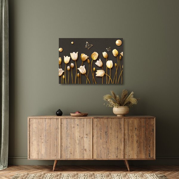 Skleněný obraz - Tulipány - abstraktní (70x50 cm)