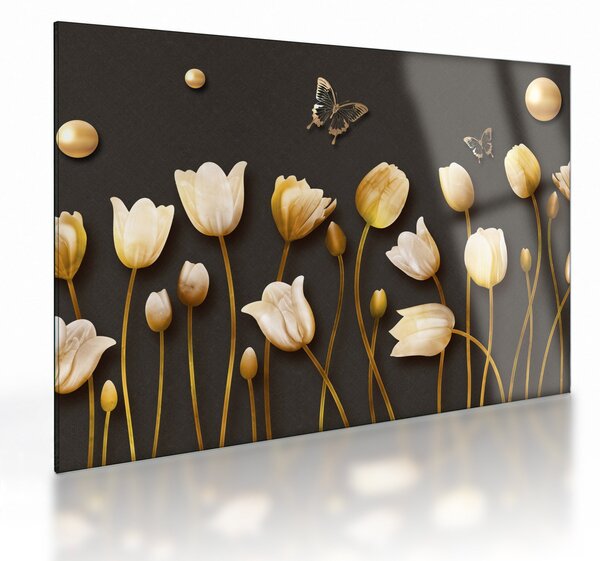 Skleněný obraz - Tulipány - abstraktní (70x50 cm)