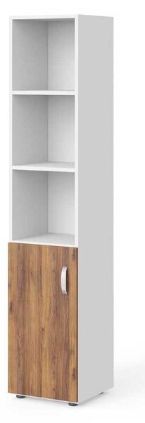 Vysoká skříň Manager 39,9 x 42,2 x 196,5 cm, levá, ořech warmia / bílá