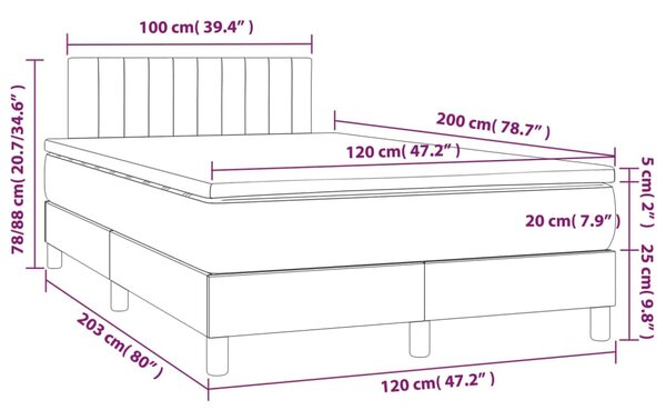 Box spring postel s matrací tmavě hnědá 120x200 cm textil 3140204