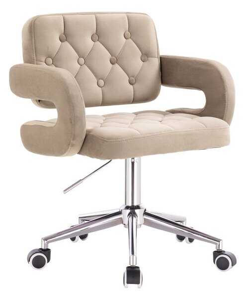 LuxuryForm DESIGN Židle ADRIA VELUR na stříbrné podstavě s kolečky - latte