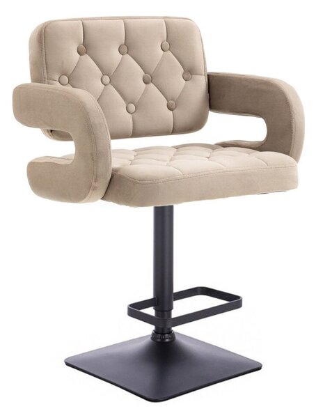 LuxuryForm DESIGN Barová židle ADRIA VELUR na černé hranaté podstavě – latte
