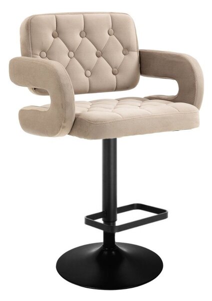 LuxuryForm DESIGN Barová židle ADRIA VELUR na černé kulaté podstavě – latte