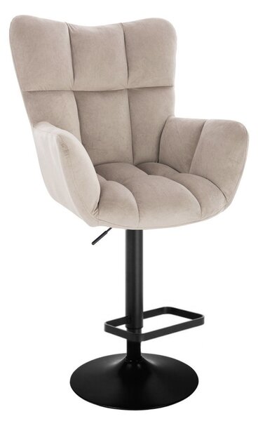 LuxuryForm DESIGN Barové křeslo AURORA VELUR na černé kulaté podstavě - latte