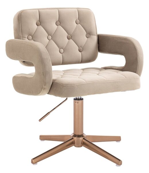 LuxuryForm DESIGN Židle ADRIA VELUR na zlatém kříži - latte