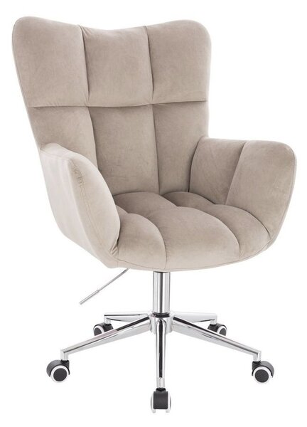 LuxuryForm DESIGN Křeslo AURORA VELUR na stříbrné podstavě s kolečky - latte