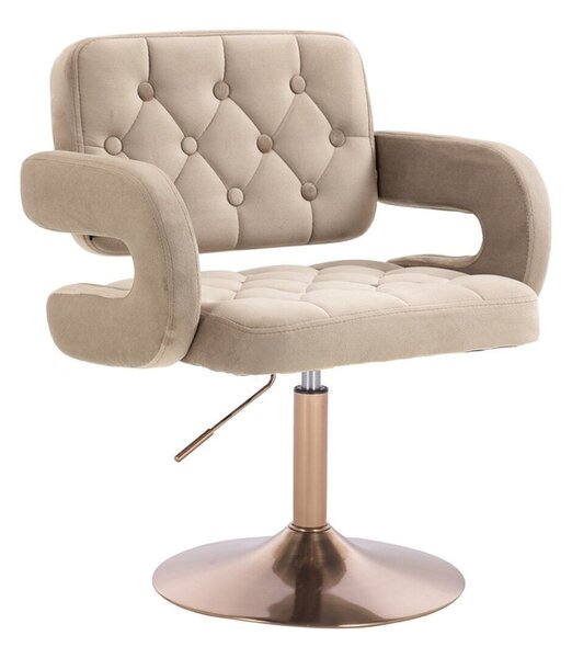 LuxuryForm DESIGN Židle ADRIA VELUR na zlatém talíři - latte