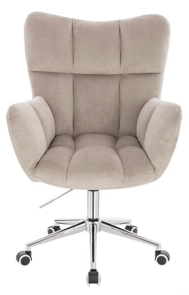 LuxuryForm DESIGN Křeslo AURORA VELUR na stříbrné podstavě s kolečky - latte