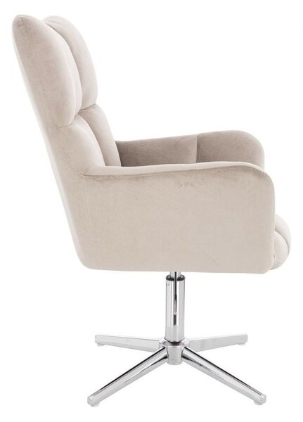 LuxuryForm DESIGN Křeslo AURORA VELUR na stříbrném kříži - latte