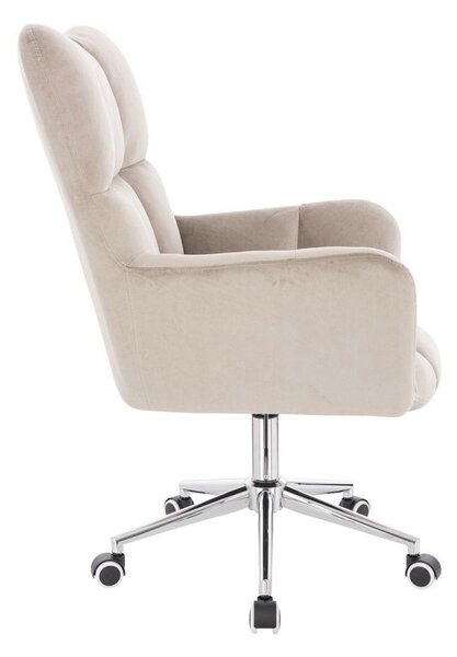 LuxuryForm DESIGN Křeslo AURORA VELUR na stříbrné podstavě s kolečky - latte