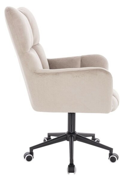 LuxuryForm DESIGN Křeslo AURORA VELUR na černé podstavě s kolečky - latte